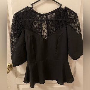 Sexy Black Lace short sleeve blouse